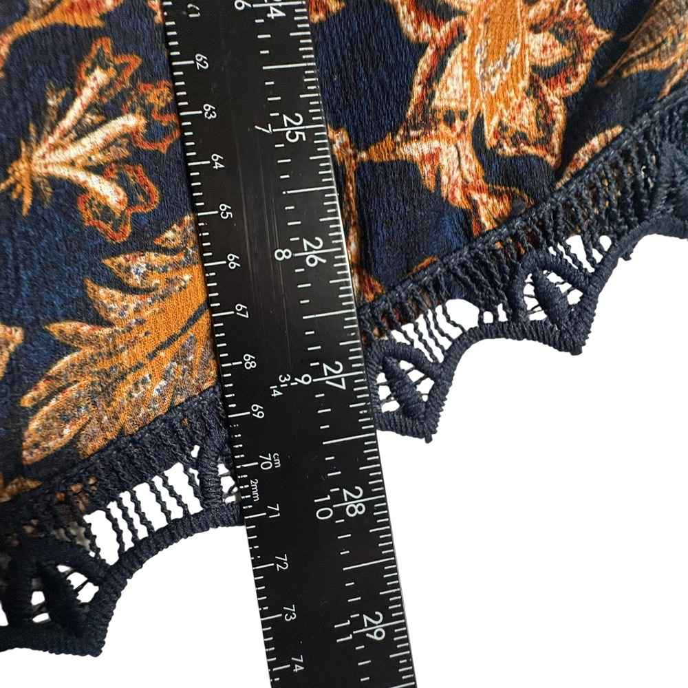 Knox Rose Off The Shoulder Blouse XXL Navy Floral Crochet Lace Trim Boho Top - Picture 6 of 8